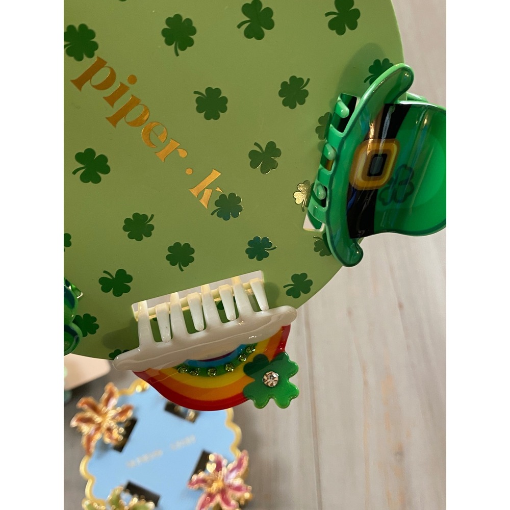 Piper K Sunday State Hair Claw Clip Bundle Floral Hibiscus St Patricks Day NEW - Picture 3 of 9